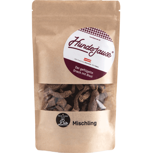 Bio Mischling (Mischung aus Würstchen, Chips, Salamis und Würfel) 100g Hund Snack Hundejause